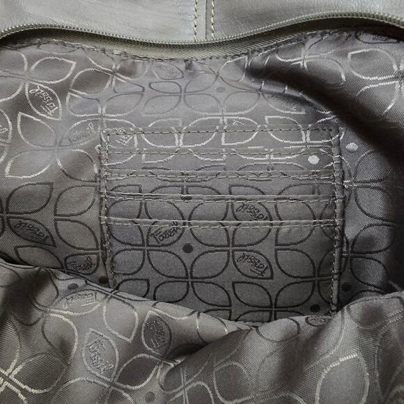 Fossil Hanover Leather Smoke Hued Crossbody Messenger Tote Bag Shoulder Purse - Picture 10 of 15